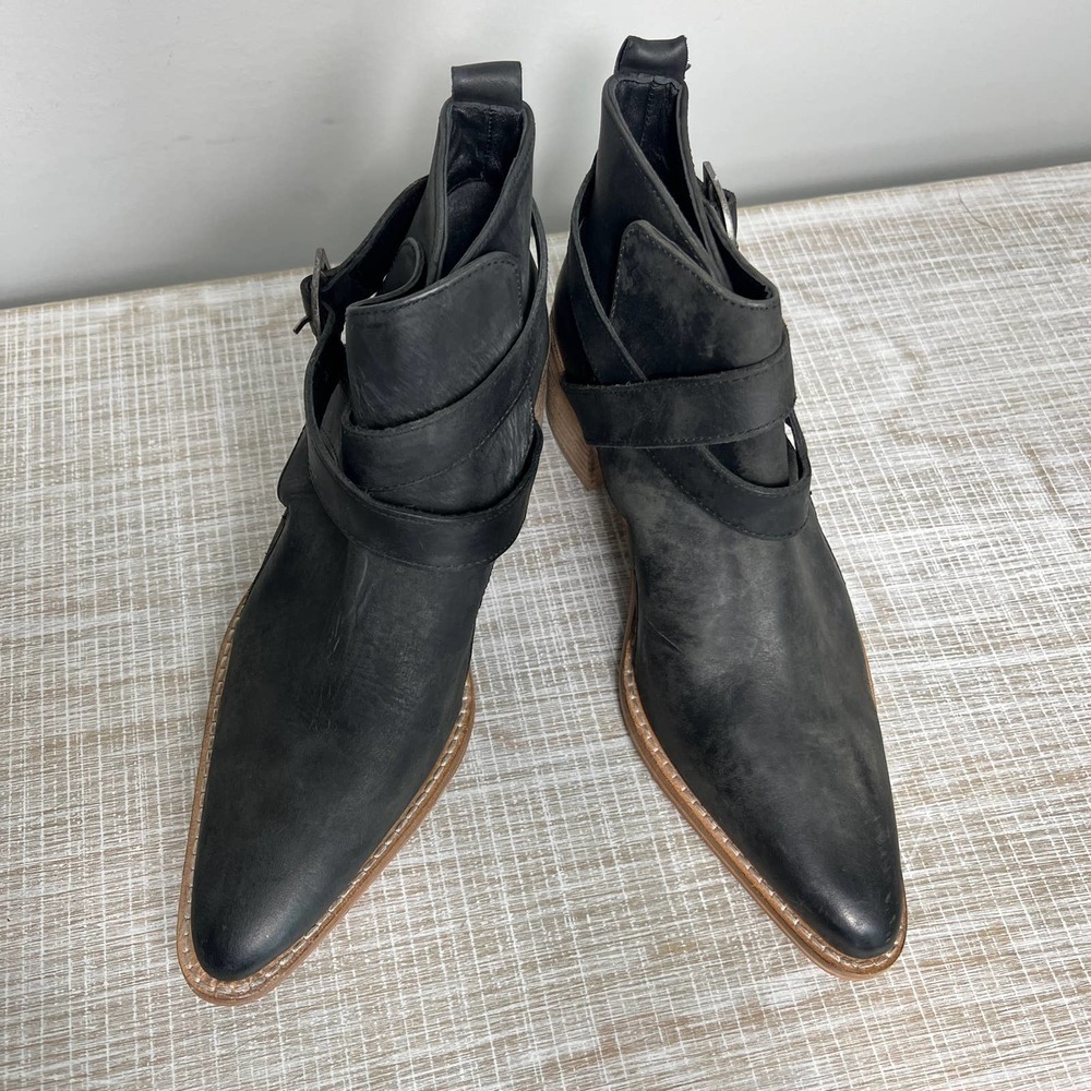 Free People Dark Leather Ankle Booties - Picture 4 of 10